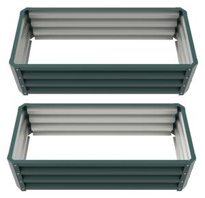 Outsunny Metal Raised Garden Beds, Set of 2, Outdoor Planter Boxes for Flowers, Herbs, and Vegetables, Green