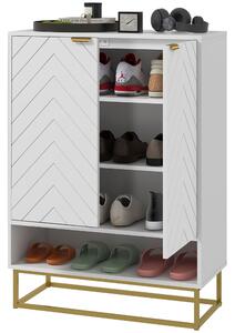 HOMCOM Shoe Storage Cabinet, Cupboard with Open Shelf, Adjustable, 6 Vents, Rack for 12 Pairs, Modern