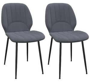 HOMCOM Velvet Dining Chairs Set of 2, 2 Piece Dining Room Chairs with Backrest, Padded Seat and Steel Legs, Dark Grey