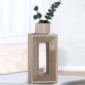 Albemarle Ceramics Rectangular Vase In Brown