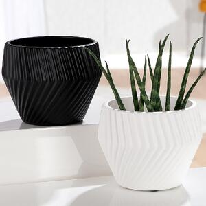 Sorelli Ceramic Round Set of 2 Flower Vase In Black And White
