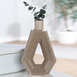 Albemarle Ceramics Geometric Vase In Brown