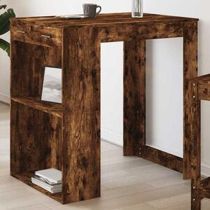 Alvero Wooden Rectangular Bar Table With 1 Drawer In Smoked Oak