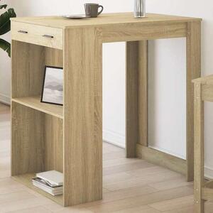 Alvero Wooden Rectangular Bar Table With 1 Drawer In Sonoma Oak