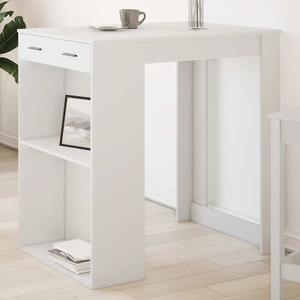 Alvero Wooden Rectangular Bar Table With 1 Drawer In White