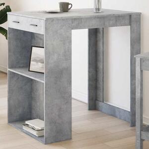 Alvero Wooden Rectangular Bar Table With 1 Drawer In Concrete Grey