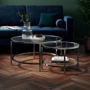 Sofia Glass Coffee Nest of Tables Silver