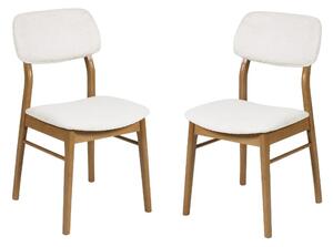 Topeka Oak Wooden Dining Chairs With White Fabric Seat - Pair