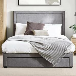 Malibu Fabric Double Bed With 4 Drawers - Grey