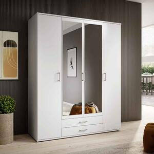 Kasper Wooden Wardrobe With 4 Doors 2 Drawers - White