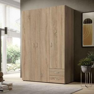 Binnenstad Wooden Wardrobe With 3 Doors 2 Drawers - Oak Sonoma