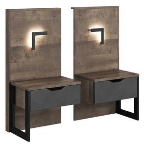 Arvada Grande Matera Oak Wooden Bedside Cabinets In Pair With LED