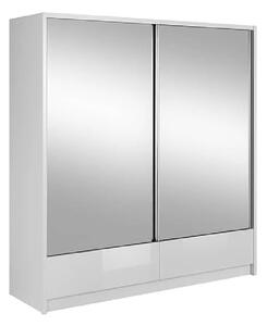 Aztec Mirrored Gloss Wardrobe 204cm With 2 Sliding Doors In White