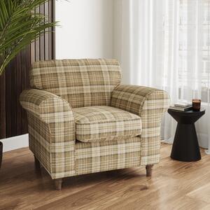 Flori Woven Check Fabric Orkney Armchair Check Latte