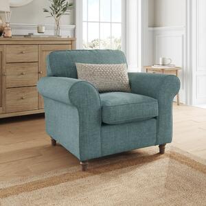 Flori Tonal Plush Chenille Armchair Aqua