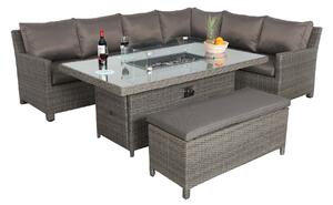 Paris 170cm Fire Pit Dine or Lounge Rattan Set with Bench