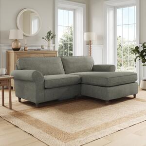 Flori Tonal Plush Chenille Corner Chaise Sofa Grey