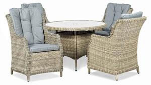 Wentworth Outdoor 4 Seat 110cm Highback Rattan Garden Dining Set
