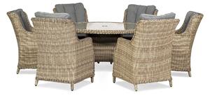 Wentworth Outdoor 6 Seat 140cm Highback Garden Rattan Dining Set