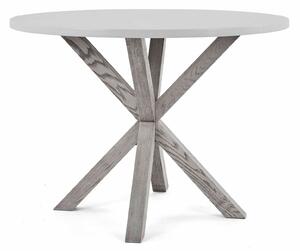Epsom Industrial 110cm Round Dining Table | Concrete Effect & Oak