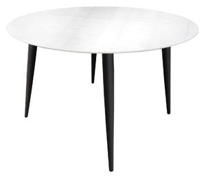 Claude White Faux Marble Round Dining Table with Black Legs | Roseland
