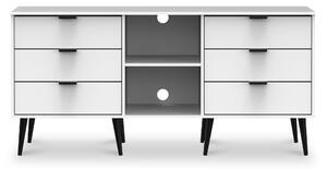 Asher White 6 Drawer Sideboard Cabinet with Black Legs | Roseland