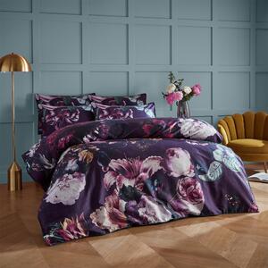 Paoletti Cordelia 100% Cotton Duvet Cover and Pillowcase Set Purple