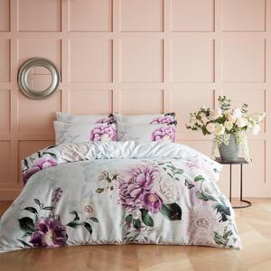 Paoletti Krista 100% Cotton Duvet Cover and Pillowcase Set White/Pink
