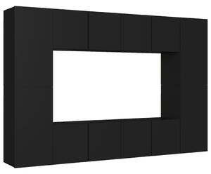 8 Piece TV Cabinet Set Black Engineered Wood