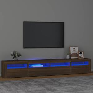 TV Cabinet with LED Lights Brown Oak 240x35x40 cm