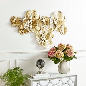 Luxe Floral Gold Metal Wall Art Gold