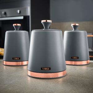 Tower Set of 3 Cavaletto Canisters Grey