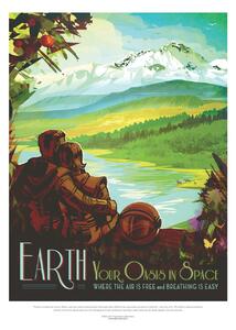 Fine Art Print Earth - Your Oasis in Space (Retro Intergalactic Space Travel) NASA, (30 x 40 cm)