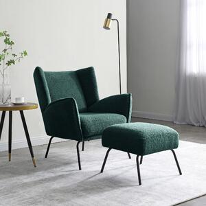 Hana Sherpa Chair with Footstool Forest (Green)