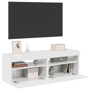 TV Cabinets with LED Lights 2 pcs High Gloss White 60x35x40 cm