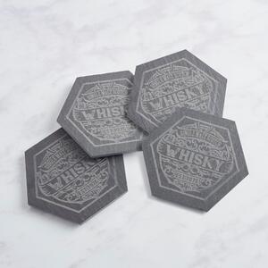 Set of 4 Slate Bar Coasters Grey
