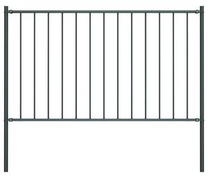 Fence Panel with Posts Powder-coated Steel 1.7x1.25 m Anthracite