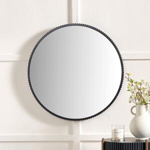 Metal Cog Edged Round Wall Mirror