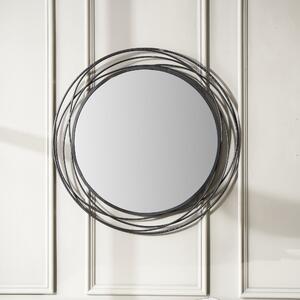 Metal Swirl Round Wall Mirror Pewter (Grey)