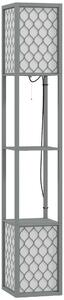 HOMCOM Floor Lamp with Shelves, Dual Light, Modern Tall Standing Lamps, with Pull Chain Switch (Bulb not Included), Light Grey Aosom UK