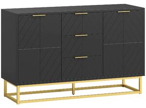 HOMCOM Sideboard with 3 Drawers and Adjustable Shelves for Living Room - Black
