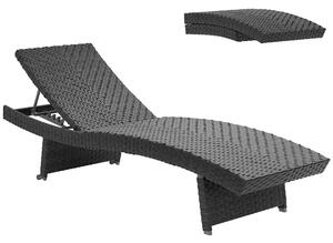 Outsunny Outdoor PE Rattan Sun Lounger with 4-Level Adjustable Backrest, Non-Slip Legs for Balcony, Beach, Black Aosom UK