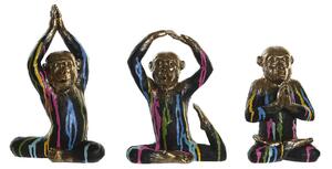 Decorative Figure DKD Home Decor Golden Resin Multicolour Monkey Modern (19 x 12 x 24,5 cm) (3 Units)