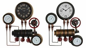 Wall Clock DKD Home Decor Black Red Iron Golden (2 pcs) (46 x 13 x 58 cm)