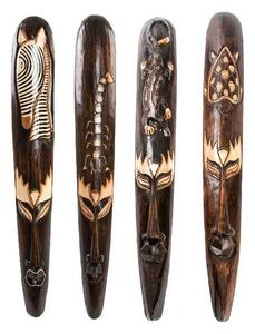 Wall Decoration DKD Home Decor Beige Wood Dark brown Mask Tribal (15 x 6 x 100 cm) (4 Units)