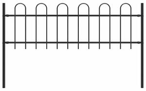 Garden Fence with Hoop Top Steel 1.7 m Black