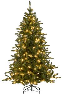 HOMCOM 6ft Prelit Artificial Christmas Tree with Warm White LED Light and 872 Tips, Metal Base, Hinged Xmas Tree, Green