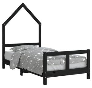 Kids Bed Frame Black 80x160 cm Solid Wood Pine
