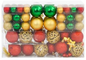 112 Piece Christmas Bauble Set Red / Green / Gold Polystyrene