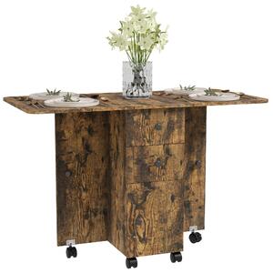 HOMCOM Multi-Storage Six-Person Drop Leaf Dining Table - Rustic Brown Aosom UK